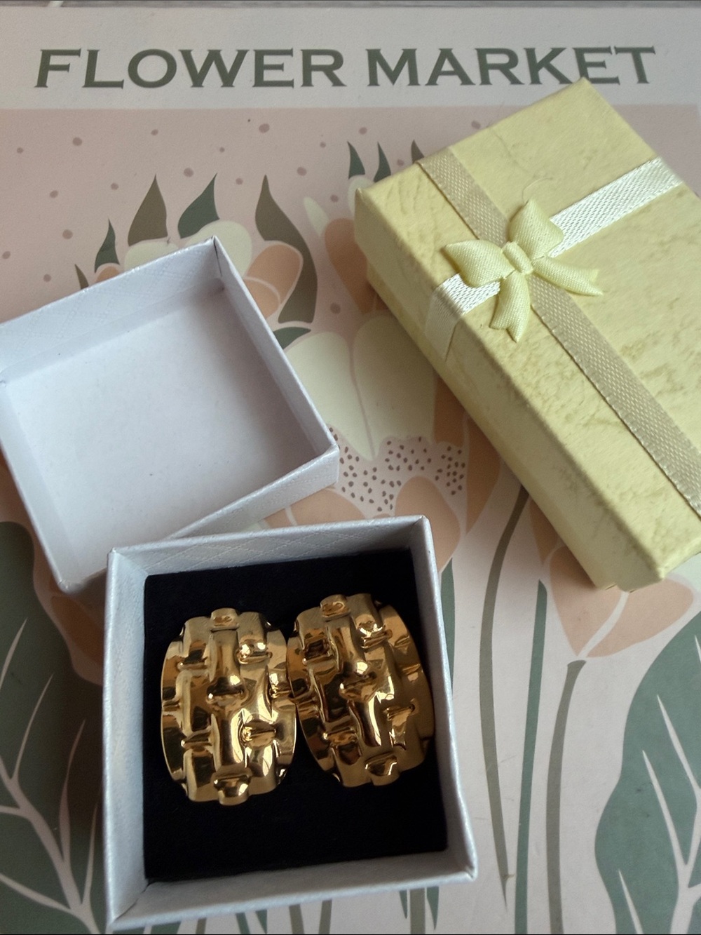 Non Tarnish Gold Textured Earrings